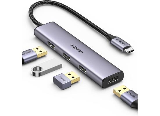 UGREEN USB C Hub 4-in-1 Type C to 4 Ports USB 3.0 Adapter USB Dongle with Nylon Braided Cable Laptop Accessories High-Speed 5Gbps USB Splitter Compatible with MacBook Pro/Air, iPad Pro, Dell, iMac,etc